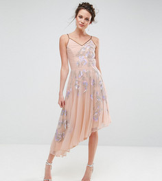Асимметричное платье миди с глубоким вырезом на спине Frock And Frill Tall - Фиолетовый