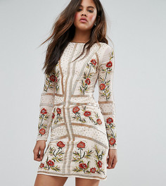 Платье с отделкой и цветочной вышивкой Frock And Frill Tall - Розовый