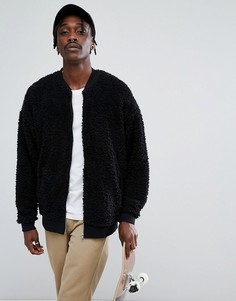Оверсайз-бомбер из искусственного меха ASOS - Черный