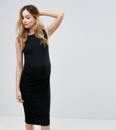 Платье миди с присборенной отделкой сбоку New Look Maternity - Черный