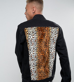 Свободная джинсовая куртка с леопардовым принтом на вставке Reclaimed Vintage Inspired - Черный