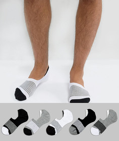 Набор из 5 пар невидимых носков с полосками ASOS - Мульти