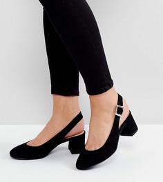 Туфли для широкой стопы на блочном каблуке с ремешком через пятку New Look - Черный