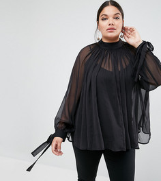 Свободная блузка с высоким воротником ASOS CURVE - Черный
