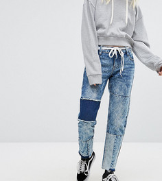 Прямые джинсы с нашивками и необработанными краями Urban Bliss Petite - Синий