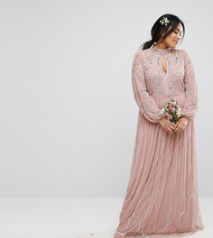 Платье макси с цветочной вышивкой пайетками и юбкой из тюля Maya Plus - Фиолетовый