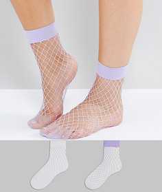 Набор из 2 пар носков (белые/лиловые) New Look - Белый