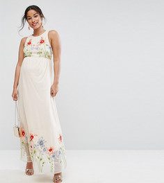 Сетчатое платье макси с вышивкой ASOS Maternity - Розовый
