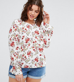 Блузка с цветочным принтом и завязками на манжетах Alice & You - Мульти