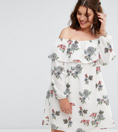 Платье с открытыми плечами и оборкой Alice & You - Мульти