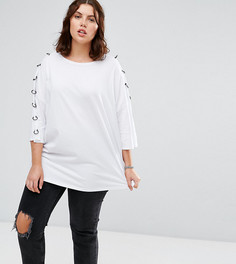 Трикотажный топ с отделкой на рукавах 3/4 Alice & You - Белый