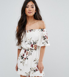 Ромпер с открытыми плечами и цветочным принтом Parisian Petite - Белый