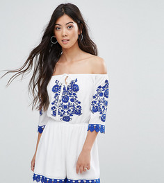 Ромпер с вышивкой и открытыми плечами Parisian Petite - Белый