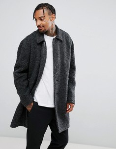 Темно-серое пальто из искусственного меха ASOS - Серый