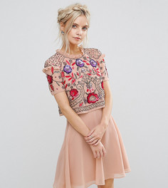 Короткое приталенное платье с цветочной отделкой Frock And Frill Petite - Розовый