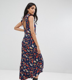 Чайное платье макси с вырезом на спине и цветочным принтом ASOS TALL - Мульти