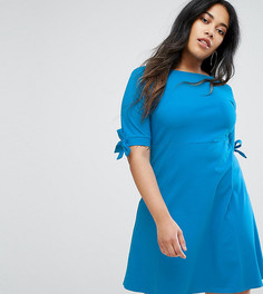 Короткое приталенное платье с бантами на рукавах ASOS CURVE - Синий