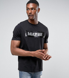 Свободная футболка с надписью Maybe/Never из пайеток ASOS TALL - Черный