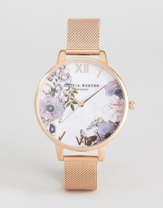 Золотистые часы с браслетом и мраморным циферблатом Olivia Burton OB16MF06 - Золотой