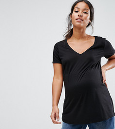 Легкая футболка с V-образным вырезом ASOS Maternity - Черный