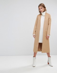 Длинное пальто-накидка с добавлением шерсти Helene Berman - Коричневый