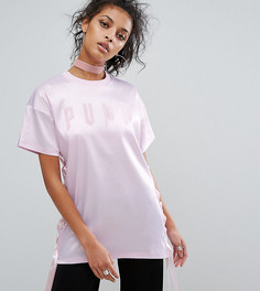 Длинная атласная футболка со шнуровкой Puma эксклюзивно для ASOS - Фиолетовый