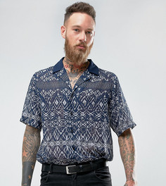 Рубашка с отложным воротником с геометрическим принтом Reclaimed Vintage - Темно-синий
