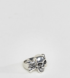 Серебристое кольцо с отделкой в виде черепа и костей DesignB London эксклюзивно для ASOS - Серебряный
