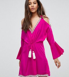 Платье с декоративной отделкой и открытыми плечами White Cove Tall - Розовый