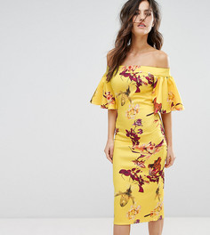 Платье-футляр с открытыми плечами и принтом True Violet - Желтый