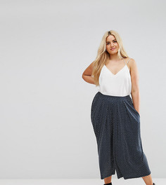 Кюлоты в горошек со складками эксклюзивно для ASOS CURVE - Темно-синий