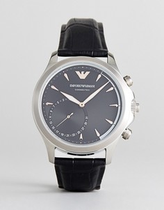 Гибридные смарт-часы с черным кожаным ремешком Emporio Armani Connected ART3013 - Черный