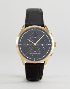 Часы с хронографом и черным кожаным ремешком Michael Kors MK2686 Slater - Черный