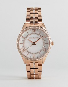 Золотисто-розовые часы с отделкой Michael Kors MK3716 Lauryn - Золотой