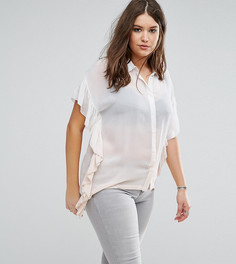 Рубашка с оборкой, эффектом омбре и асимметричным краем Religion Plus - Белый