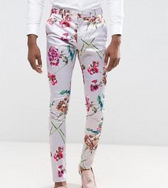 Розовые супероблегающие строгие брюки с цветочным принтом ASOS TALL - Розовый