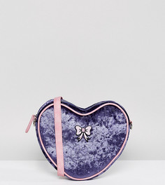 Бархатная сумка в форме сердца с ремешком через плечо и бантиком Lazy Oaf - Фиолетовый