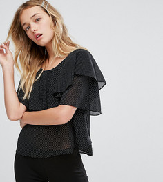 Блузка в горошек с оборкой Monki - Черный
