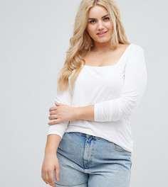 Лонгслив с квадратным вырезом и рукавами реглан ASOS CURVE - Белый