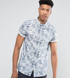Узкая рубашка с принтом и короткими рукавами Burton Menswear TALL - Синий