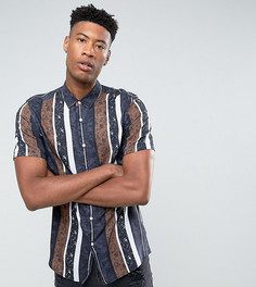 Вискозная рубашка классического кроя в полоску с принтом ASOS TALL - Темно-синий