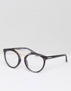 Черные очки в стиле ретро с прозрачными стеклами ASOS - Черный