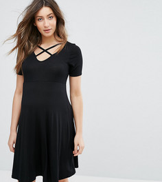 Короткое приталенное платье для беременных New Look - Черный