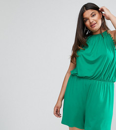 Ромпер с помпонами и халтером ASOS CURVE - Зеленый