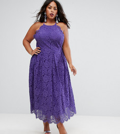 Кружевное платье миди для выпускного ASOS CURVE - Фиолетовый