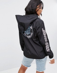 Куртка с капюшоном, молнией 1/2 и логотипом Santa Cruz - Черный