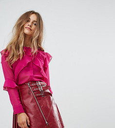 Прозрачная блузка с оборками Fashion Union Petite - Розовый