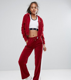 Велюровые спортивные брюки с широкими штанинами и полосками Fila Tall - Красный