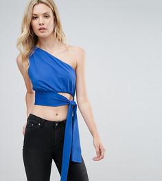 Кроп-топ на одно плечо с поясом на талии ASOS TALL - Синий