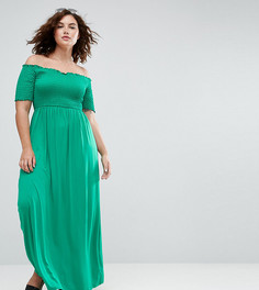 Сарафан макси с открытыми плечами и сборками ASOS CURVE - Зеленый